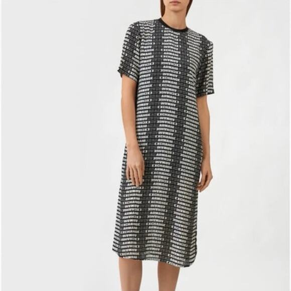 Armani Exchange Midi Dress A|X Women's Logo T Shirt Dress Size 2 EUC Long Black - Picture 3 of 16